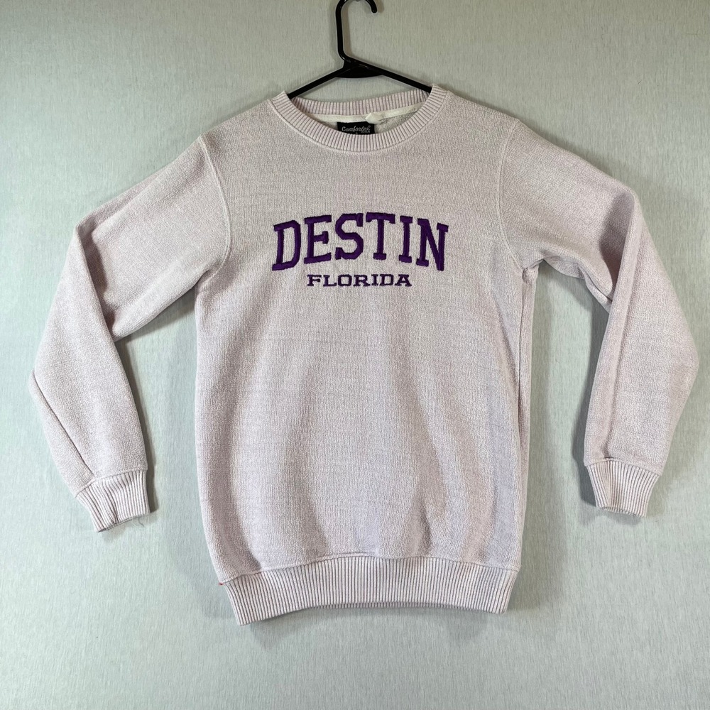 Comfortex USA Sweatshirt Women S Destin Florida Lavender Purple Souvenir Cozy